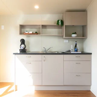 large 7.2m cabin kitchen view
